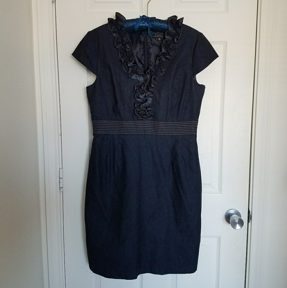 Sandra Darren Denim sheath Dress cap sleeves.